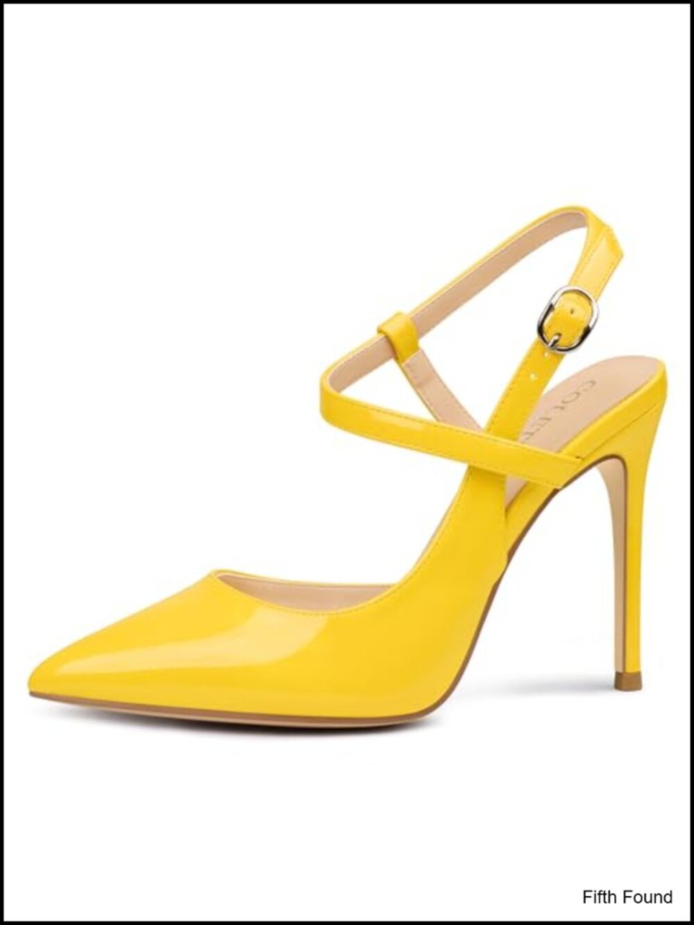 Women Faux Leather Ankle Strap Slingback Heels Pointed Toe Stiletto Party Pumps